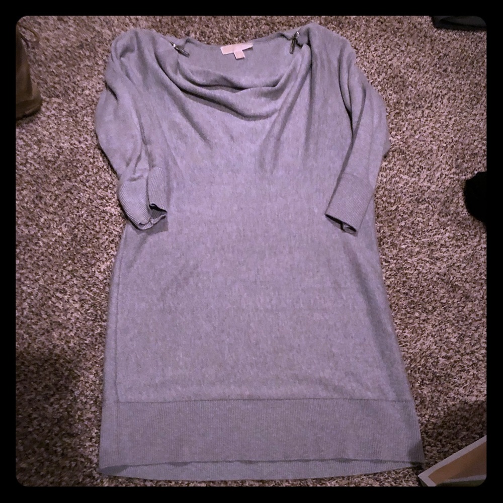 Michael Kors grey tunic sweater zipper detail SM